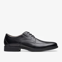 Clarks Whiddon Pace Black Leather Flash Sale