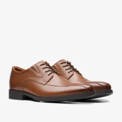 Clarks Whiddon Pace Dark Tan Leather Flash Sale