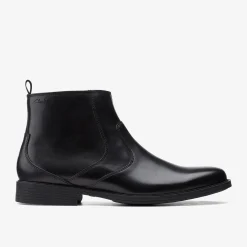 Clarks Whiddon Zip Black Leather Clearance