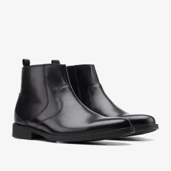 Clarks Whiddon Zip Black Leather Clearance