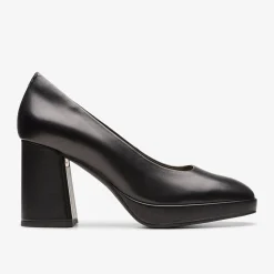 Clarks Zoya 85 Court Black Leather Sale