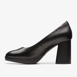 Clarks Zoya 85 Court Black Leather Sale