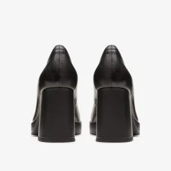 Clarks Zoya 85 Court Black Leather Sale