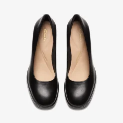 Clarks Zoya 85 Court Black Leather Sale